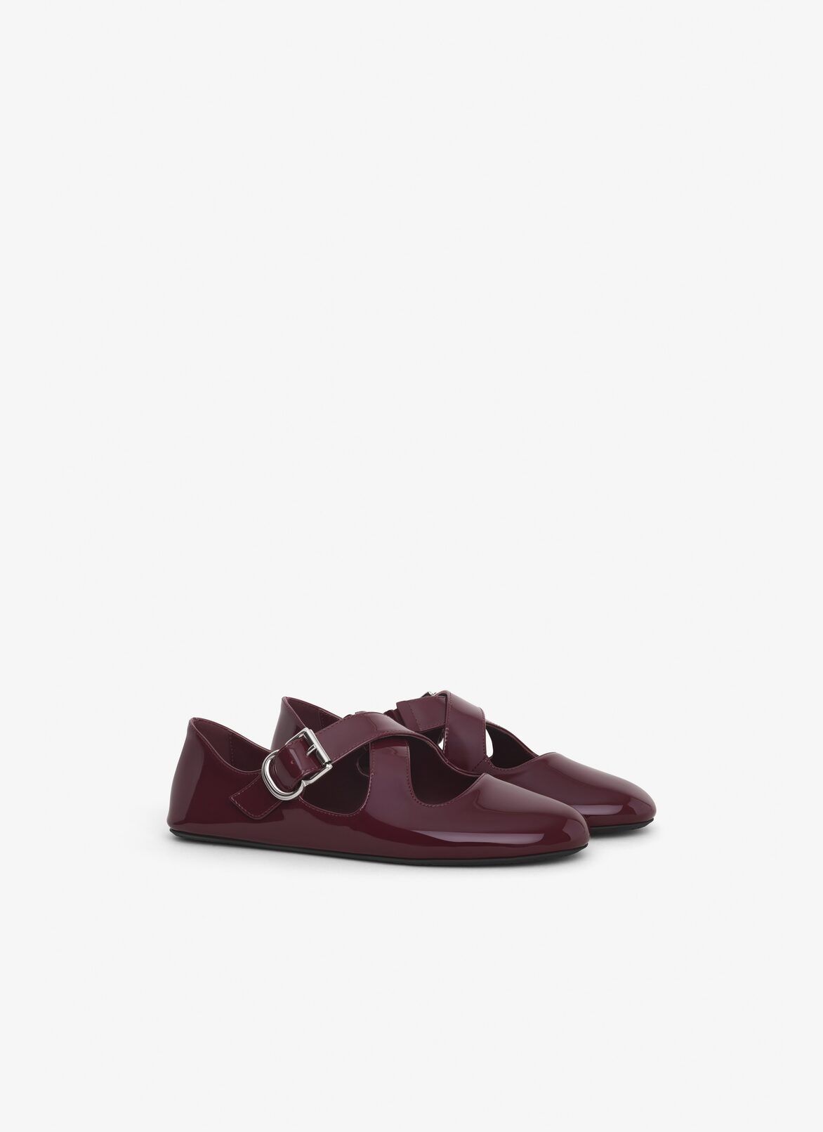 BALLERINES CRISS CROSS EN CUIR VERNI  ALAÏA ROUGE GRENAT BALLERINES CRISS CROSS EN CUIR VERNI